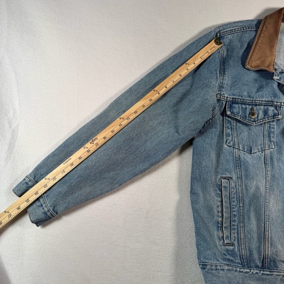 Dunbrooke Jacket Mens Large Blue Jean Barn Embroidered Leather Collared Vintage - Picture 11 of 16